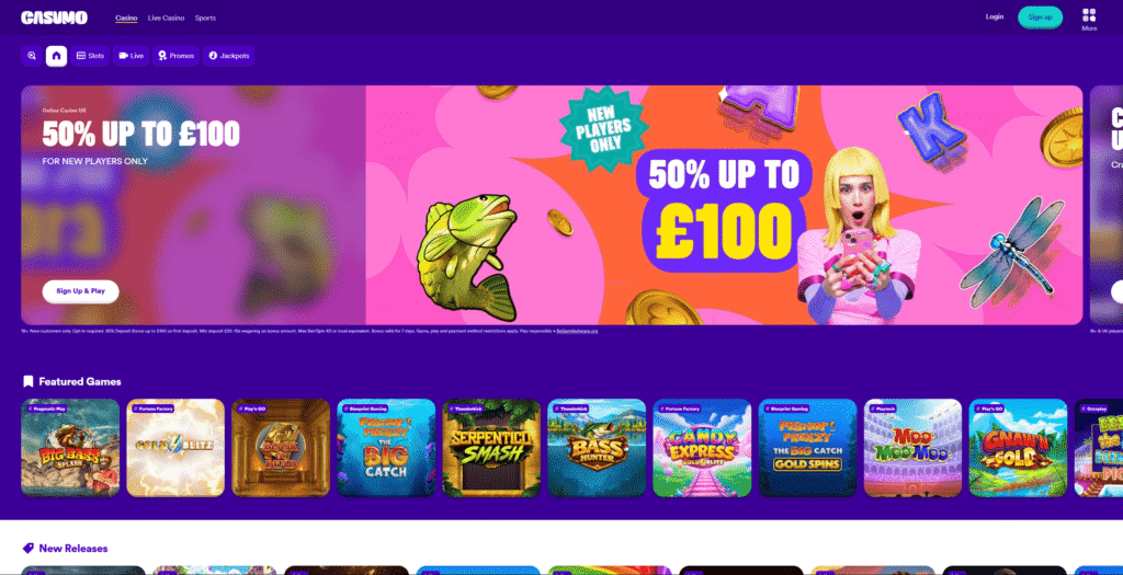 Casumo homepage screenshot